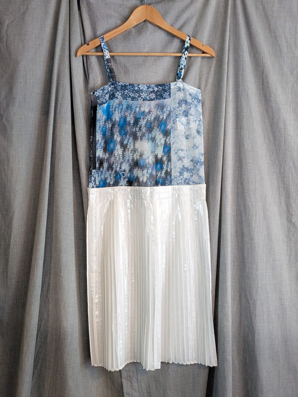 NWT MM6 Maison Margiela Shift Dress With Silver Metallic Pleated Skirt